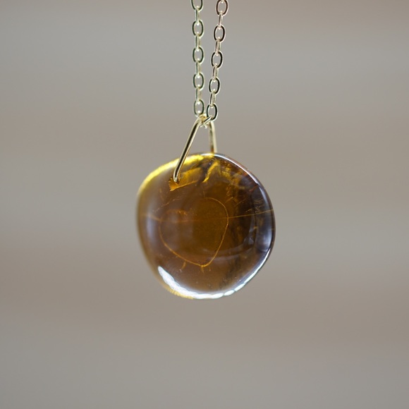 1942 Don Julio Tequila Glass Necklace Heart Recycled Sustainable Gold Seaglass - Picture 6 of 8